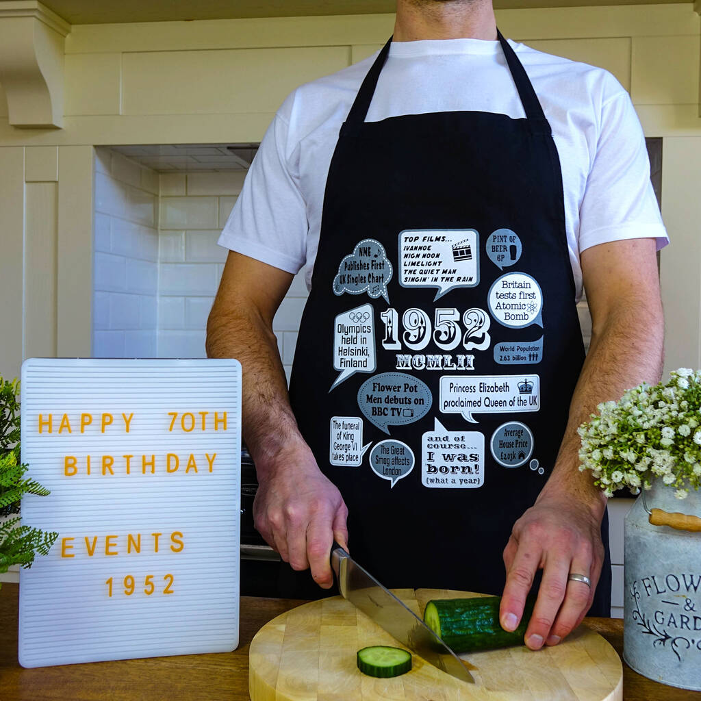 'Events Of 1952' 70th Birthday Gift Apron, 1 of 7