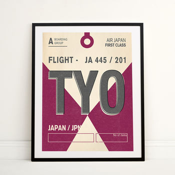 Personalised Tokyo Vintage Luggage Tag Print, 2 of 2