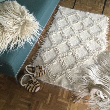White Rug Organic Sheep Wool Scandinavian Design, 3 of 9