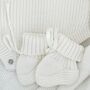 White Personalised Embroidered New Baby Name Long Sleeve Knitted Romper, thumbnail 7 of 12