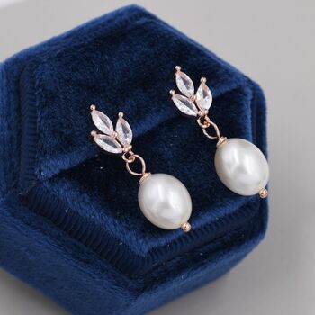 Marquise Cz Trio With Dangling Baroque Pearl Earrings, 3 of 12