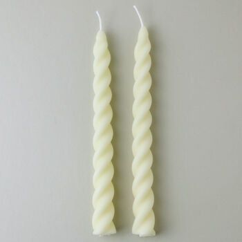 Pair Of Vanilla Cream Beeswax Soy Blend Twist Candles, 3 of 4