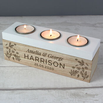 Personalised Wooden Floral Tealight Holder Box, 2 of 6