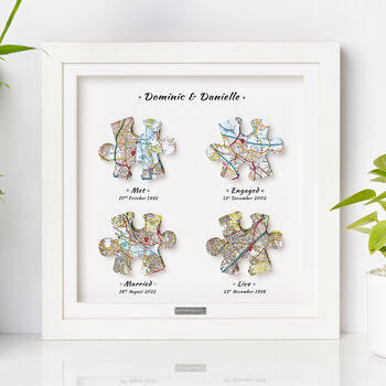 Wedding Anniversary Personalised 3D Jigsaw Map Locations Anniversary Gift, 2 of 12