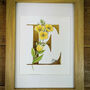 E Is For Evening Primrose Illuminated Botanical Print, thumbnail 3 of 5