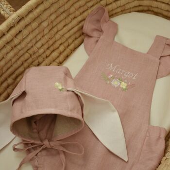 Personalised Name Embroidered Floral Romper Daisy, 2 of 6