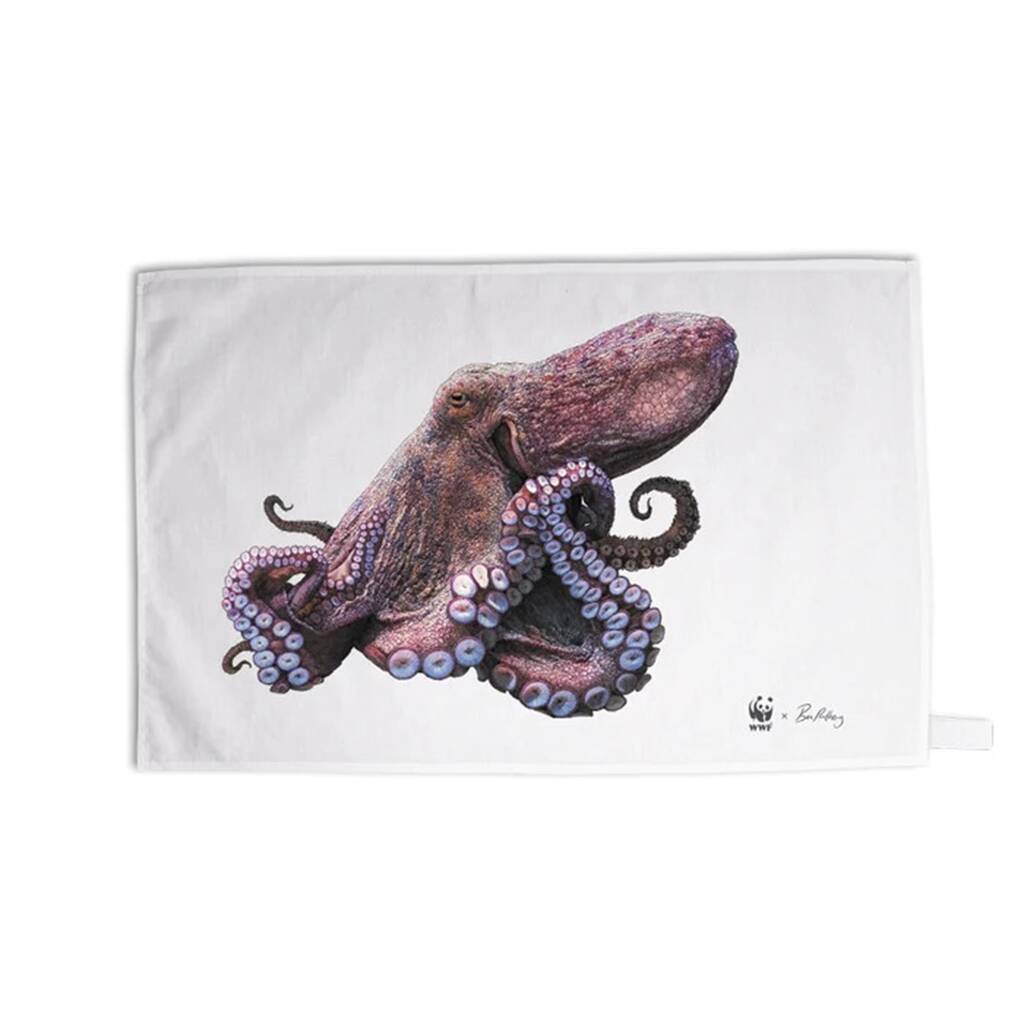 Wwf X Ben Rothery Tea Towel Octopus