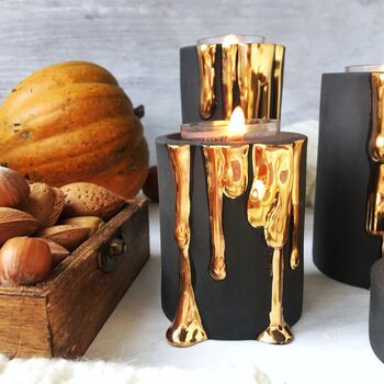 Black Candle Holders With Dripping Gold, 11 of 12