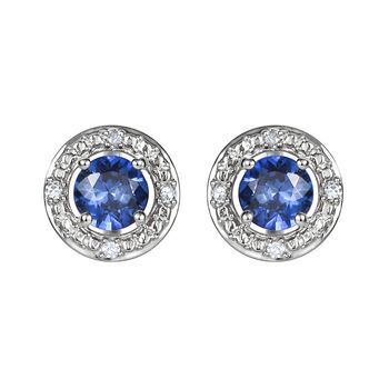 Sterling Silver Birthstone And Diamond Halo Earrings, 12 of 12