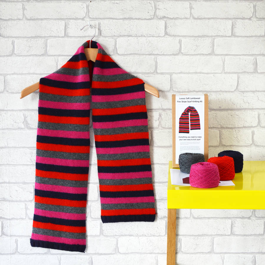 Fine Stripe Scarf Knitting Kit, 1 of 2
