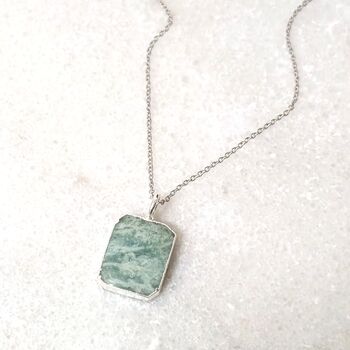 The Rectangle Amazonite Necklace, Silver, 3 of 9