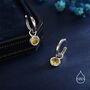 Sterling Silver November Birthstone Citrine Yellow Crystal Drop Hoop Earrings, thumbnail 3 of 11
