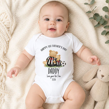 Personalised First Father’s Day Football Baby Outfit, 3 of 8