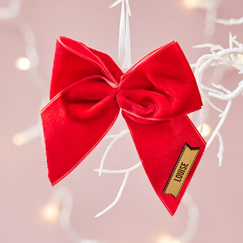 Baby's First Christmas Velvet Bow Decoration, 3 of 4