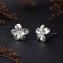 Sterling Silver February Violet Birth Flower Stud Earrings, thumbnail 3 of 10