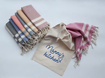 Personalised Cotton Kitchen Towels, Christmas Gift Set For Her, 10 of 11