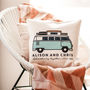 Personalised Campervan Cushion Travel Gift For Him Her, thumbnail 1 of 5