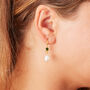 Pearl And Emerald Drop Earrings, thumbnail 2 of 11