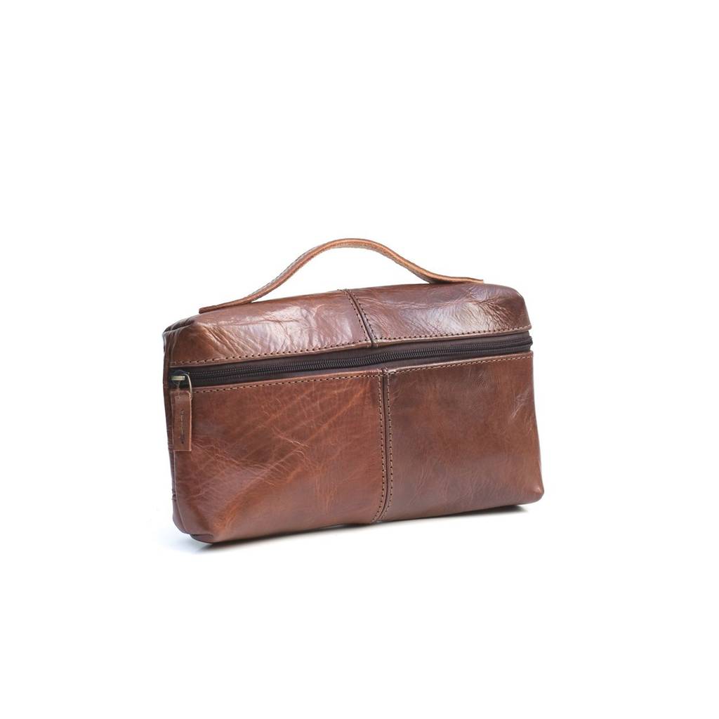 handle leather wash bag by ismad london