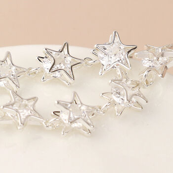 Silver Plated Crystal Star Drop Earrings, 4 of 4