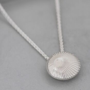 Sterling Silver Round Necklace With Sunburst Motif, 8 of 12