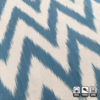 Ice Blue Zig Zag Handwoven Ikat Cushion Cover, 3 of 8
