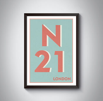N21 Enfield London Postcode Typography Print, 7 of 12