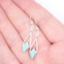 Sterling Silver Turquoise Long Drop Fish Hook Earrings, thumbnail 3 of 6