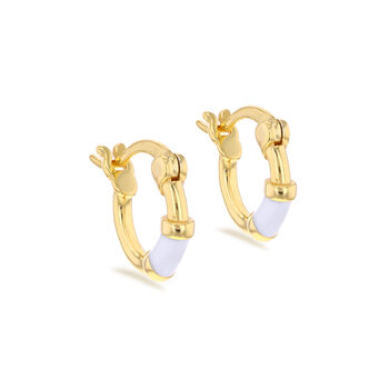 Gold Plated Christmas Enamel Huggie Hoop Earrings, 7 of 11