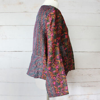Ladies Recycled Silk Kantha Hand Stitched Jacket, 5 of 6