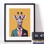 Giraffe In A Suit Portrait Illustration Art Print, thumbnail 1 of 3