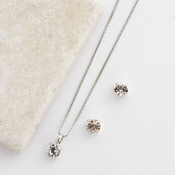 Swarovski Crystal Single Stone Necklace And Earrings, 3 of 6