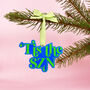 Trio Of Colourful Slogan Christmas Tree Decorations, thumbnail 2 of 4