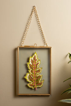 Single Leaf Embroidery Framed Art, 4 of 7