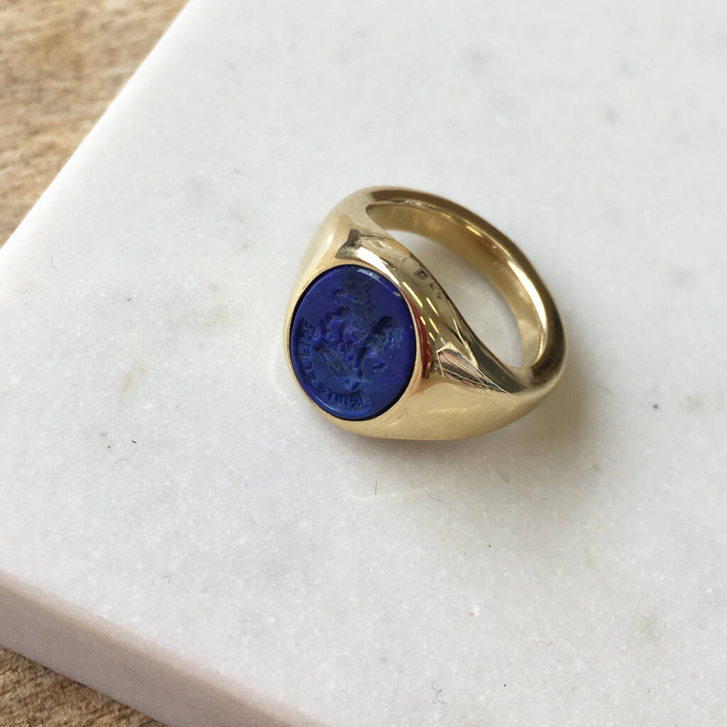 Sydney Gold And Lapis Lazuli Oval Signet Ring, 1 of 3