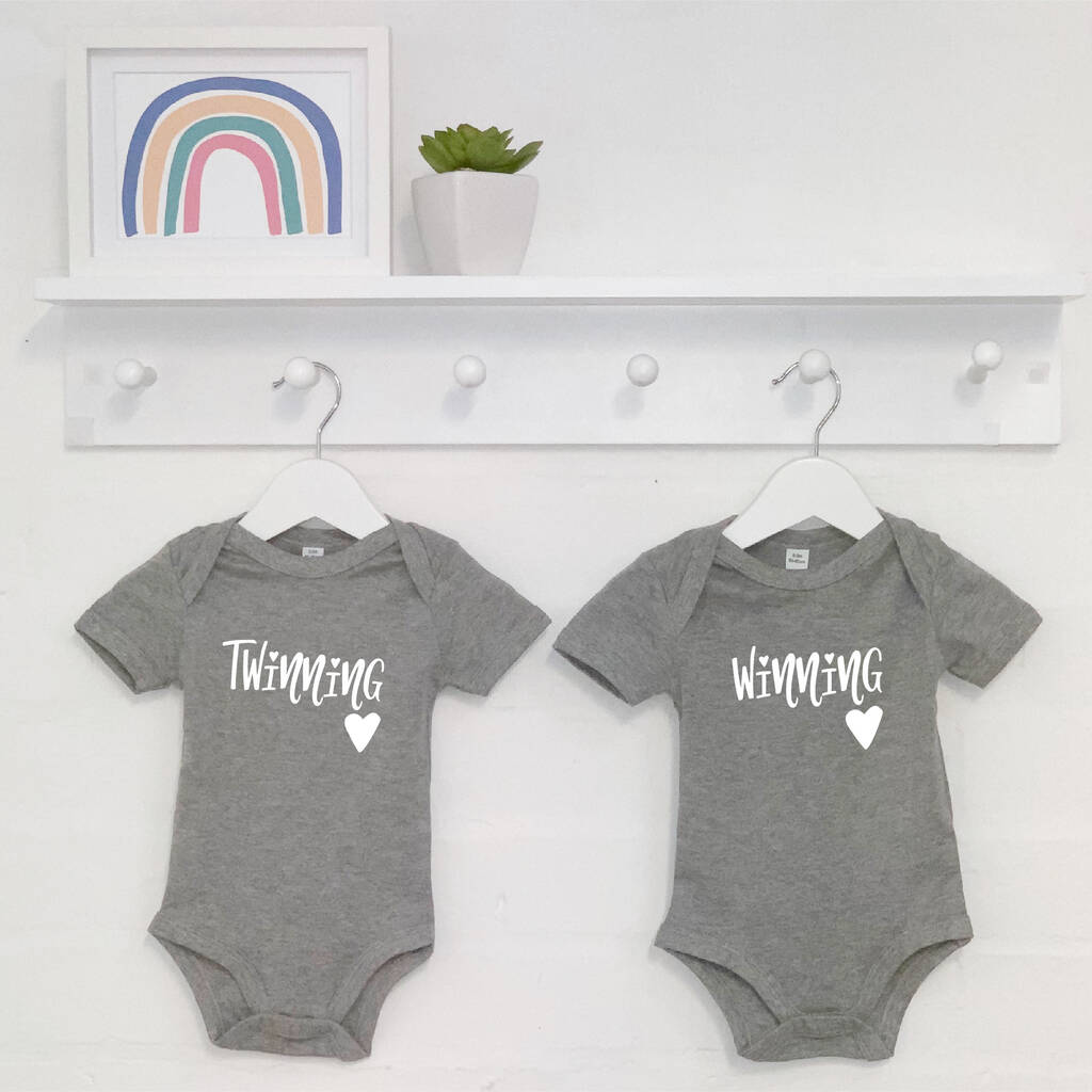 Twinning Is Winning Babygrow Set For Twins, 1 of 4