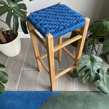 Upcycled 70's Woven Stools With Felted Merino Wool, 3 of 12
