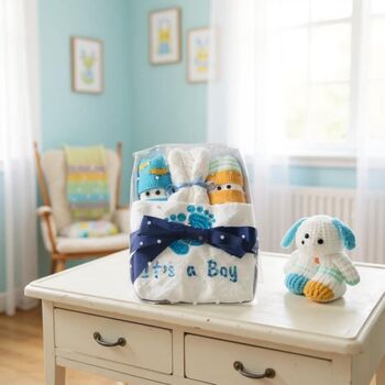 Baby Gift Hamper – Baby Shower Socks And Nappies A Boy, 2 of 5