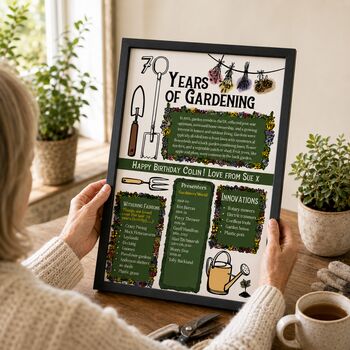 70th Birthday Gift For Gardeners Personalised Print, 2 of 10