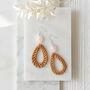 925 Sterling Silver Rose Quartz Rattan Earrings, thumbnail 4 of 5