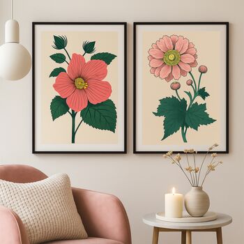 Modern Pink Anemone Botanical Print, 2 of 2