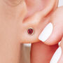 Yellow Gold Plated July Ruby Birthstone Stud Earrings, thumbnail 2 of 8