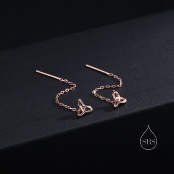 Trinity Knot Threader Earrings In Sterling Silver, 5 of 9