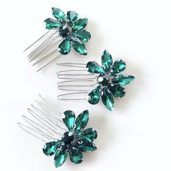 Emerald Green Crystal Hair Combs, 2 of 6