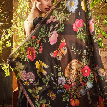 Alice Garden Black Narrative Square Scarf, 2 of 4