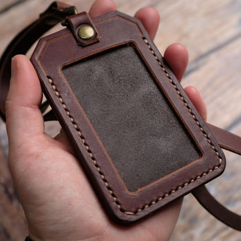 Leather ID Holder With Personalised Lanyard, 9 of 9