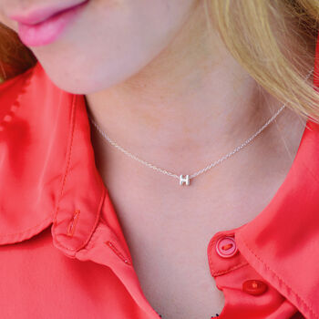 Personalised Silver Slider Initial Charm Necklace, 2 of 9