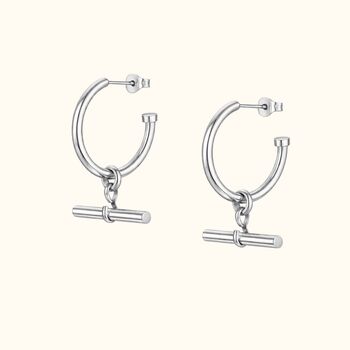 Waterproof Stainless Steel T Bar Hoop Earrings, 3 of 3