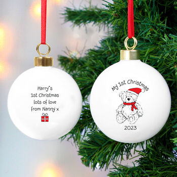 Personalised My 1st Christmas 2023 Teddy Bear Bauble, 2 of 4