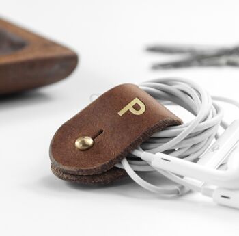 Monogrammed Leather Earphones Holder, 2 of 6